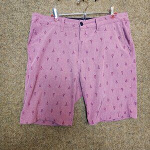 Atlantis Men Hybrid Performance Shorts Sz. 36 Lobster Red Stretch Golf Quick Dry